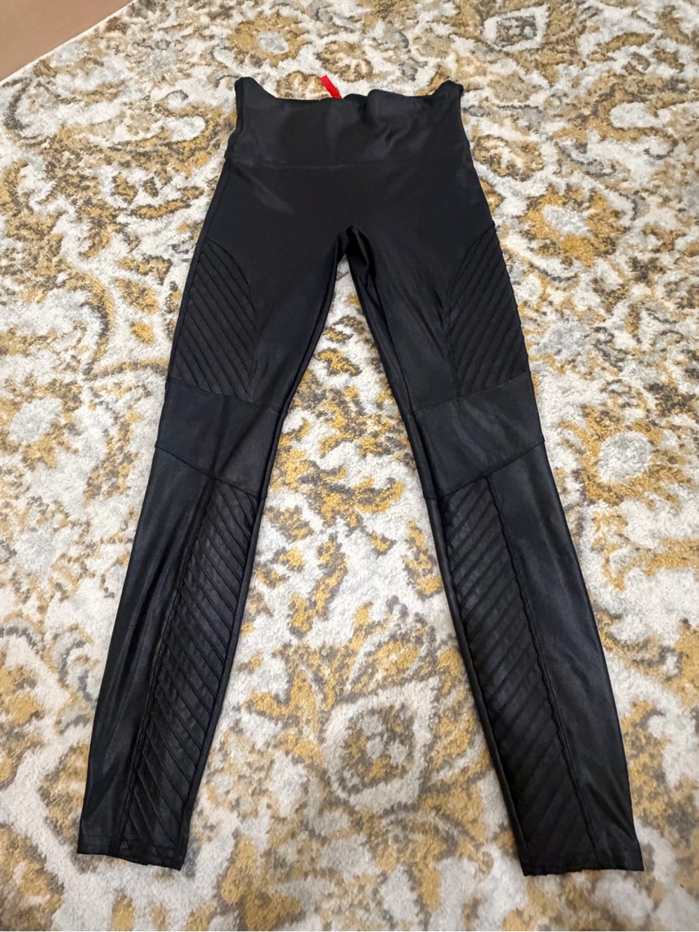 Spanx Black High-Waist Quilted Panel Leggings